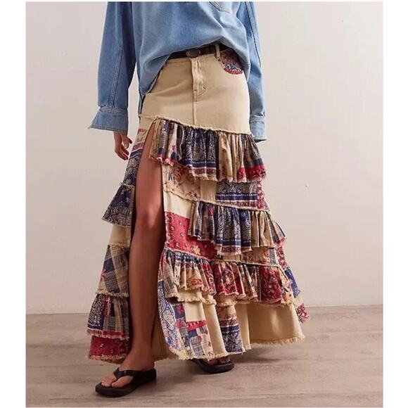 Free People Harvest Moon Maxi Skirt 27 NEW